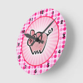 かわいいブタ ラウンド壁時計 (傾斜)
