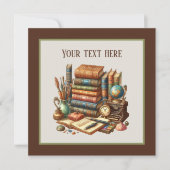 かわいいブッククラブパーティー 招待状 (正面)