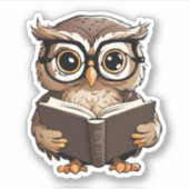 かわいいブックフクロウ防水 シール (正面)