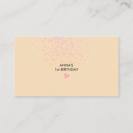 かわいいブックリクエストBunny Pink 1st誕生日パーティー エンクロージャーカード (裏面)