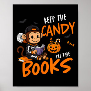 かわいいブックリーダー読ハロウィーンのブックワーム少年G ポスター