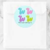 かわいいブックワーム蔵書票カルテットステッカー ラウンドシール (バッグ)