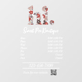 かわいいブティックの営業時間ステッカー ウィンドウサイン (シート)