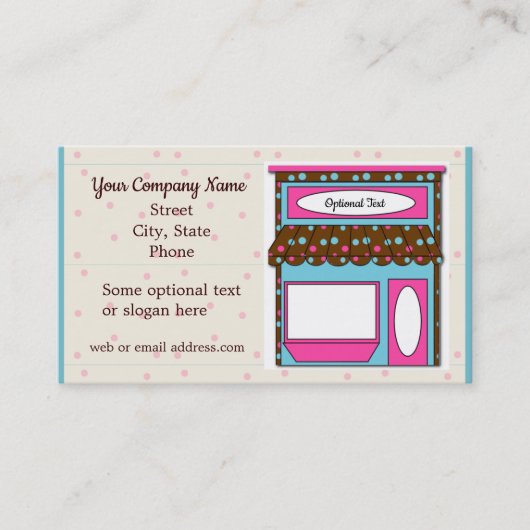 かわいいブティックストアフロントビジネスカード 名刺 (正面)