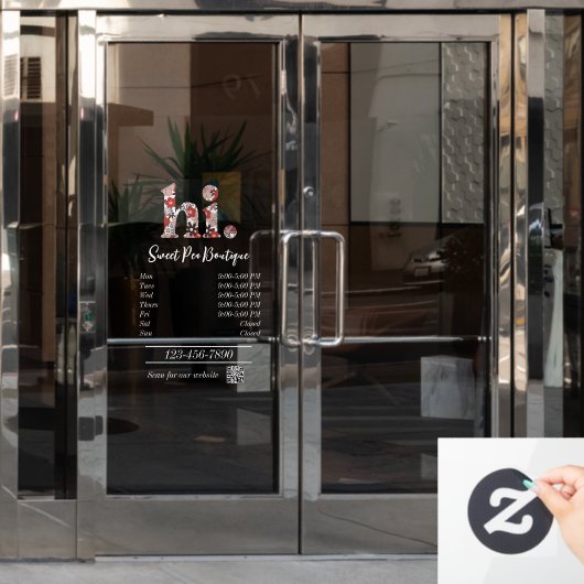 かわいいブティックビジネスオープン時間 ウィンドウサイン (オフィスドア)