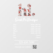 かわいいブティック営業時間ステッカー ウィンドウサイン (シート)