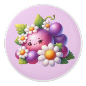 かわいいブドウと花のキッチン セラミックノブ (正面)