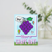 かわいいブドウの日テメキュラ食べ物を持っているHello ポストカード (スタンド正面)