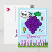 かわいいブドウの日テメキュラ食べ物を持っているHello ポストカード (正面/裏面)