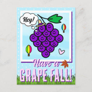 かわいいブドウの日食べ物パン秋こんにちは ポストカード
