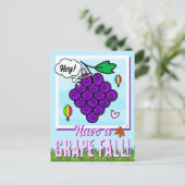 かわいいブドウの日食べ物パン秋こんにちは ポストカード (スタンド正面)