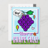 かわいいブドウの日食べ物パン秋こんにちは ポストカード (正面/裏面)