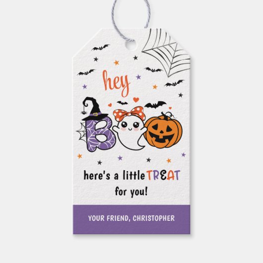 かわいいブハロウィーンのおごりラベル ギフトタグ (正面)