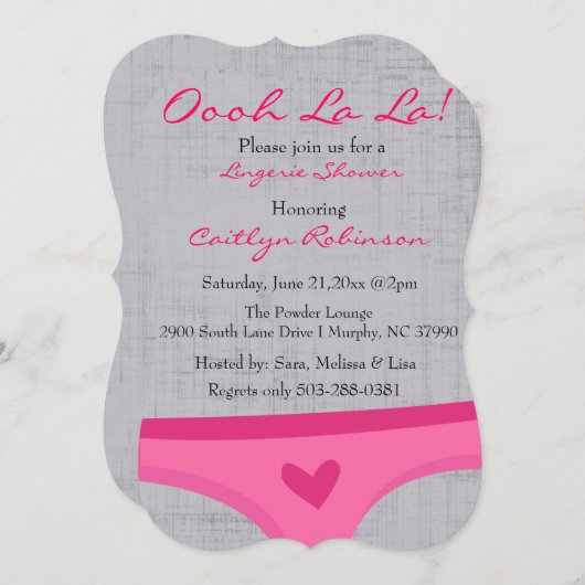かわいいブラのブライダルまたはランジェリーのシャワーの招待状 招待状 (正面/裏面)