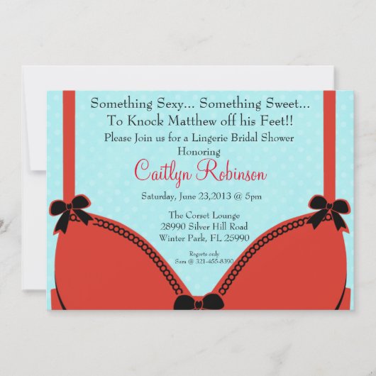かわいいブラのランジェリーのブライダルシャワーの招待状 招待状 (正面)