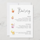 かわいいブライズメイド週末の予定表カクテル 招待状 (裏面)