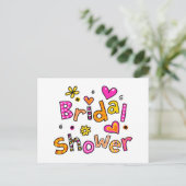 かわいいブライダルシャワーあいさつ文文字 インビテーションポストカード (スタンド正面)