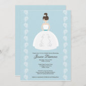 かわいいブライダルシャワーの招待状(茶色の髪) 招待状 (正面/裏面)