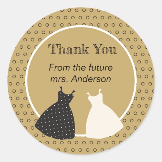 かわいいブライダルシャワーイラストレーションシール ラウンドシール (正面)