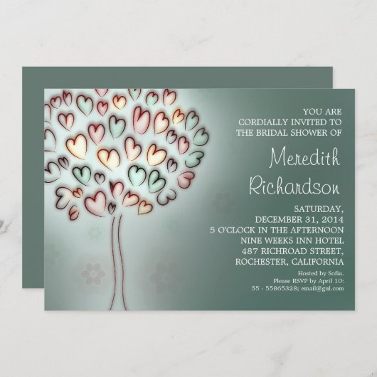 かわいいブライダルシャワー招待状 招待状 (正面/裏面)