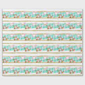 かわいいブライダルシャワー結婚のケーキをタイル ラッピングペーパー (フラット)