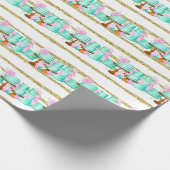 かわいいブライダルシャワー結婚のケーキをタイル ラッピングペーパー (角)