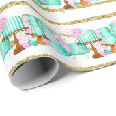 かわいいブライダルシャワー結婚のケーキをタイル ラッピングペーパー (ロールコーナー)