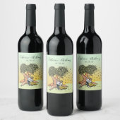 かわいいブライトラブバニー結婚ウサギの記念日 ワインラベル (ボトル)