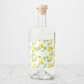 かわいいブライトレモン葉とカスタム リキュールボトルラベル (正面)