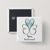 かわいいブライドメイドハート 缶バッジ (正面&裏面)