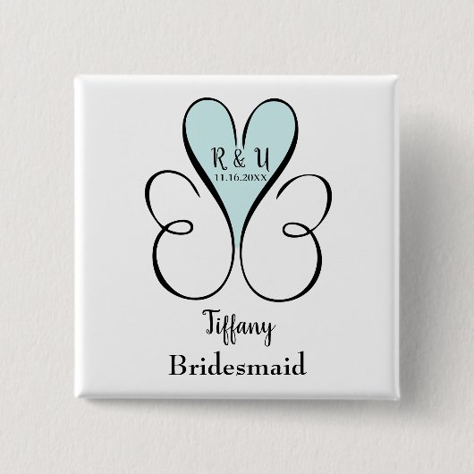 かわいいブライドメイドハート 缶バッジ (正面)