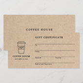 かわいいブラウンのコーヒーショップギフト券 (正面/裏面)