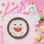 かわいいブラウンのハリネズミの食べ物のスイカの切れ ペーパープレート (パーティー)