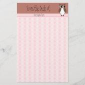 かわいいブラウンのフクロウのカスタム 便箋 (正面)