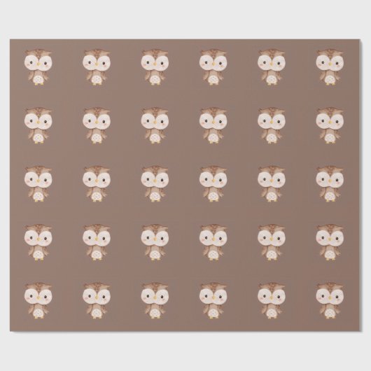 かわいいブラウンのフクロウ ラッピングペーパー (フラット)