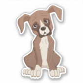かわいいブラウンのボクサー犬の子犬愛好家 シール (正面)