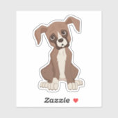かわいいブラウンのボクサー犬の子犬愛好家 シール (シート)