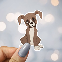 かわいいブラウンのボクサー犬の子犬愛好家 シール