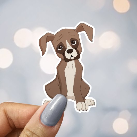 かわいいブラウンのボクサー犬の子犬愛好家 シール