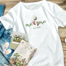 かわいいブラウンの赤ちゃんの足 ハート ママとキャタピラー トライブレンドＴシャツ