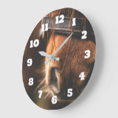 かわいいブラウンの馬の鼻 ラージ壁時計 (傾斜)