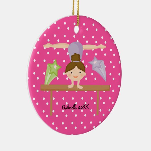 かわいいブラウンの髪の体育専門家のクリスマスのオーナメント セラミックオーナメント (右)