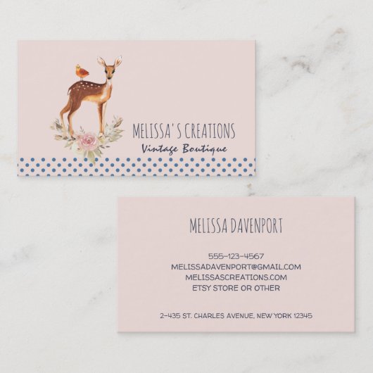 かわいいブラウンウォーターカラーディアエレガンス素朴ズ 名刺 (正面/裏面)