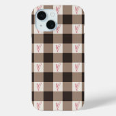 かわいいブラウンギンガム プリントハート柄 iPhone Case-Mate iPhoneケース (裏面)