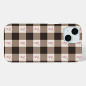 かわいいブラウンギンガム プリントハート柄 iPhone Case-Mate iPhoneケース (裏面 (横))