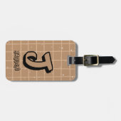 かわいいブラウンギンガム ラゲッジタグ (正面横)