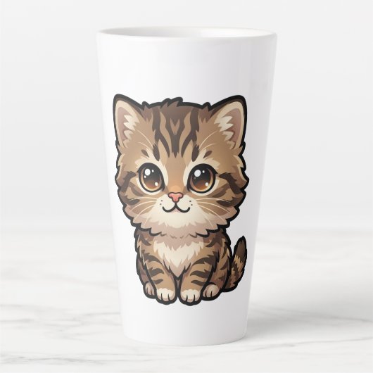かわいいブラウンタビーキトンラテマグ カフェラテマグ (正面)