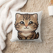 かわいいブラウンタビー子猫のスロー枕 クッション (ブランケット)