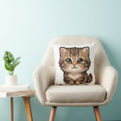 かわいいブラウンタビー子猫のスロー枕 クッション (椅子)