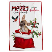 かわいいブラウンチワホアパピードッグクリスマス ミディアムペーパーバッグ (裏面)